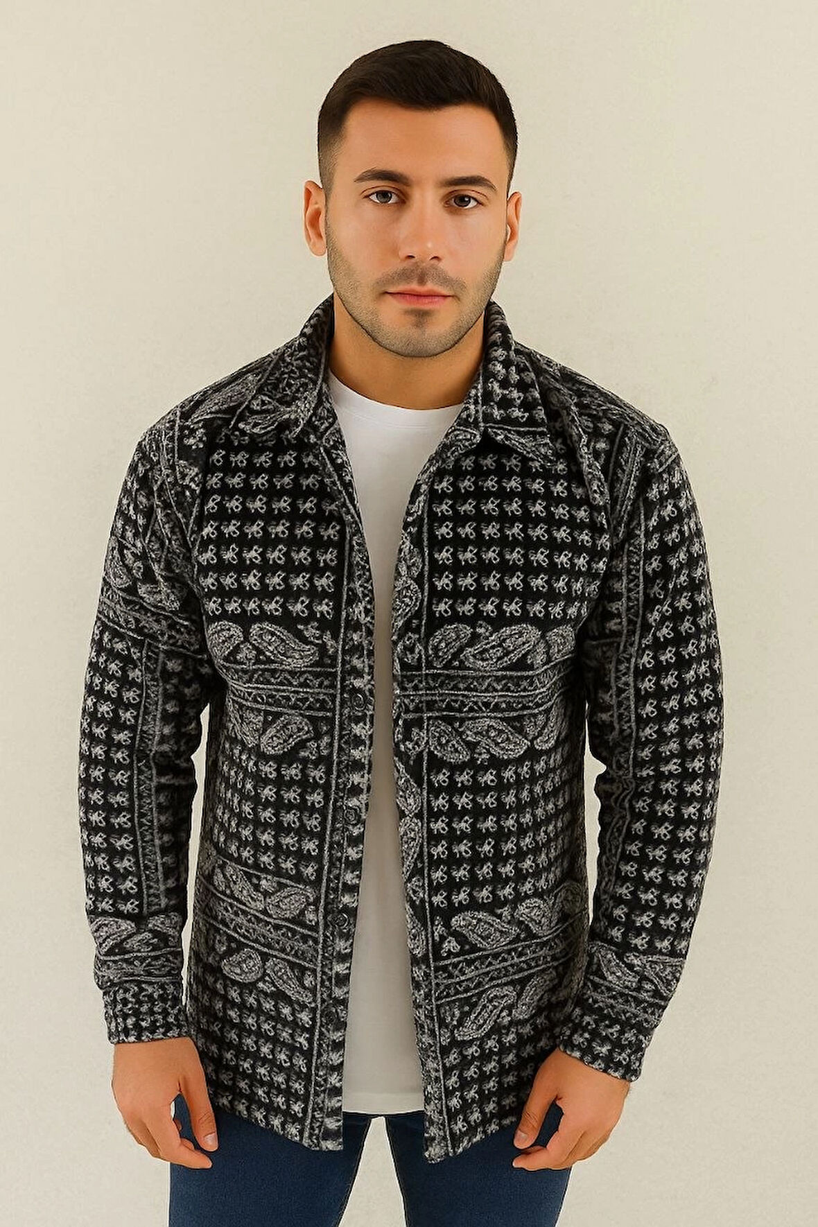 Erkek Polar Fermuarlı Sweatshirt - Kapüşonsuz, Cepli, Yumuşak Dokulu, Oversize Rahat Kalıp, Kışlık Sıcak Tutan Fermuarlı Üst - Siyah