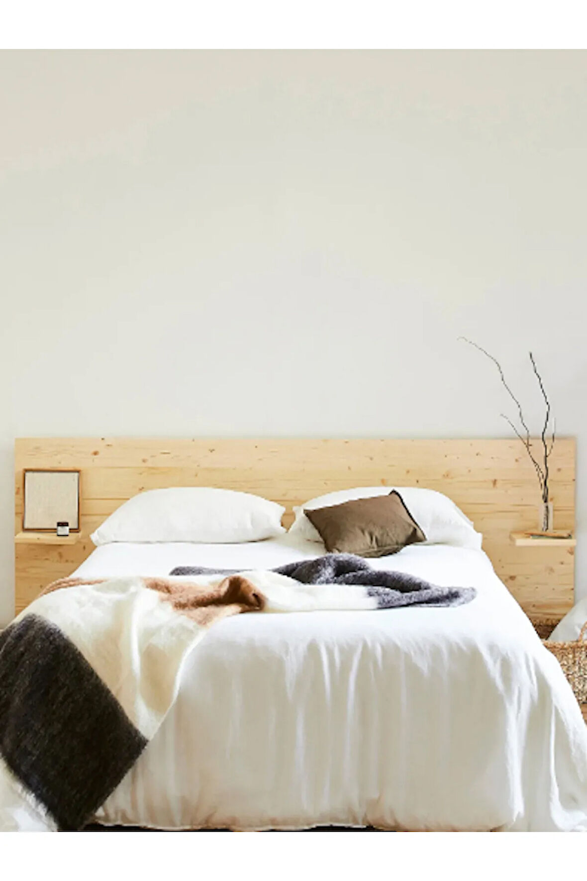 Ahşap Komidinli Yatak Başlığı 190x80 cm
