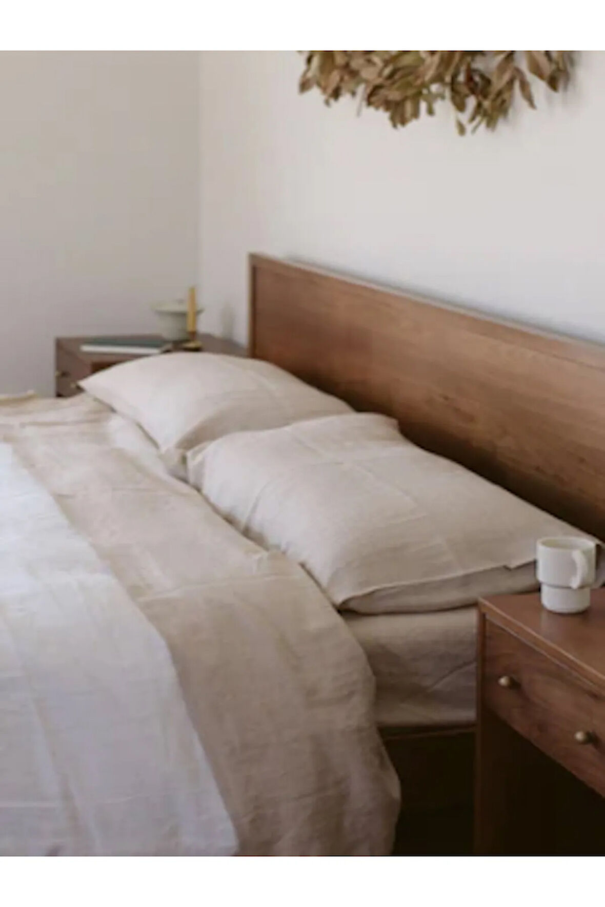 Bej Keten Düz Çarşaf Tek Kişilik