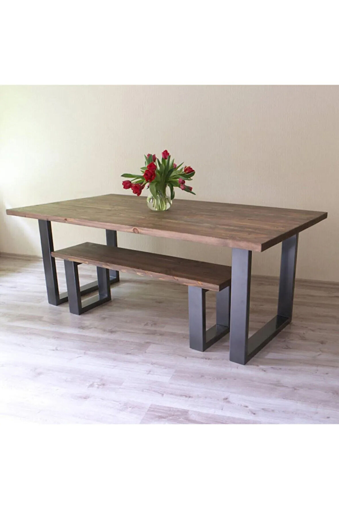 Ahşap Yemek Masa & Bank 180x80 Cm