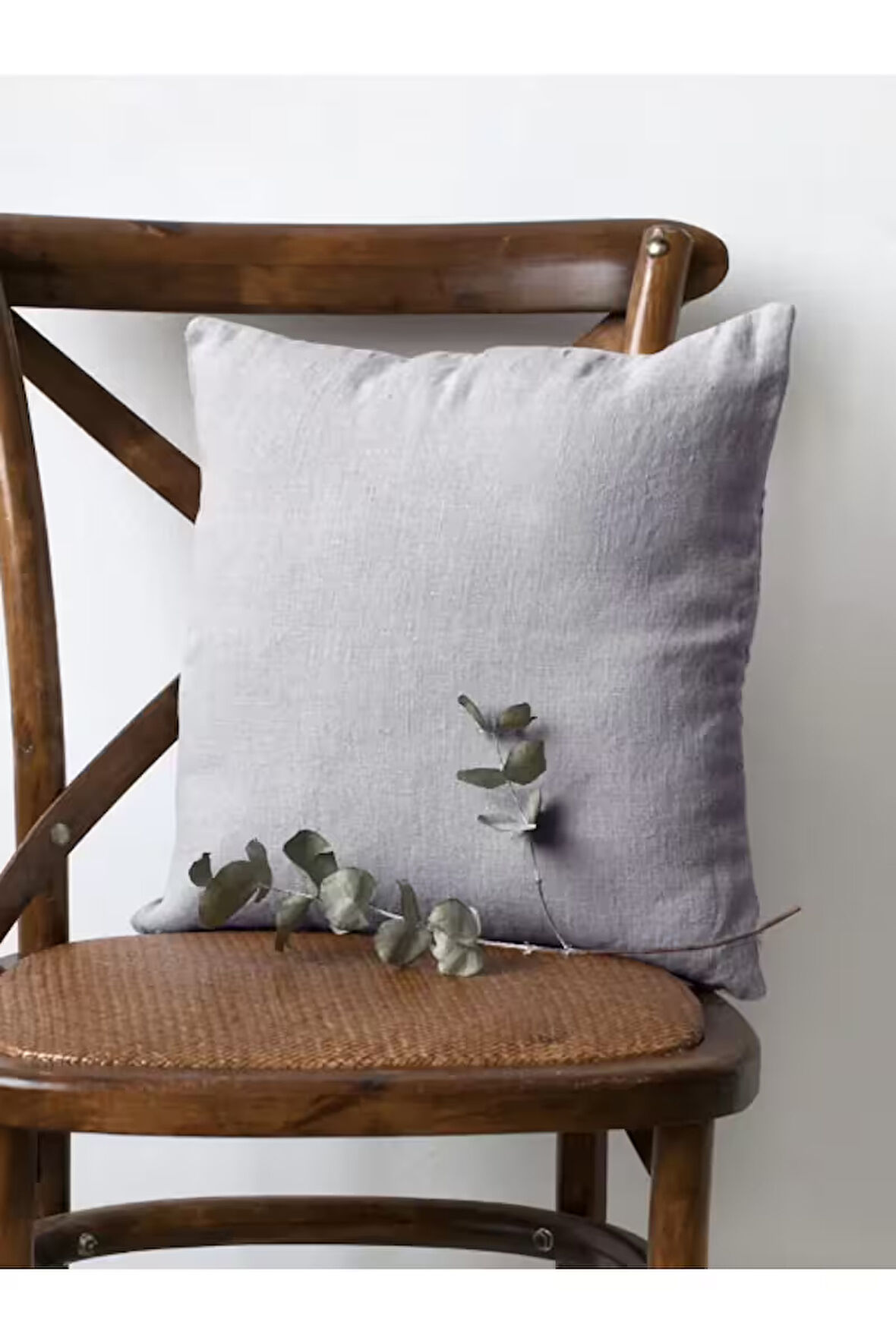 Açık Gri Keten Kırlent Kılıfı