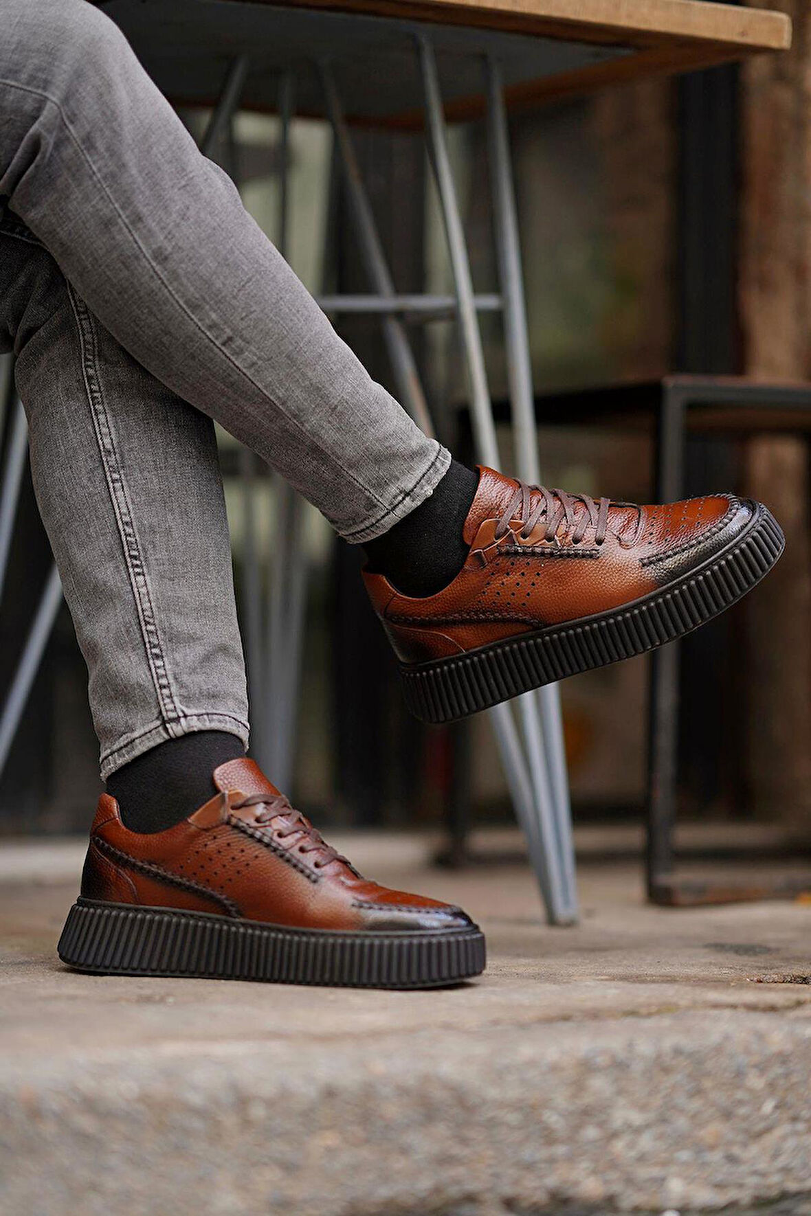 Shoetyle - Taba Deri Bağcıklı Erkek Ayakkabı 610-190-16