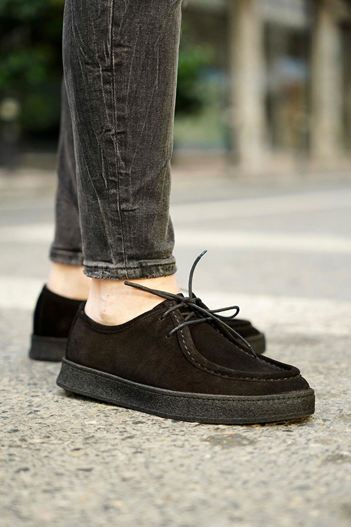 Shoetyle - Siyah Süet Bağcıklı Erkek Günlük Ayakkabı 610-1004