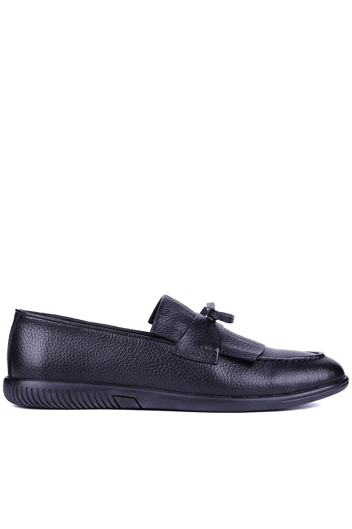 Shoetyle - Siyah Deri Bağcıksız Erkek Günlük Ayakkabı 610-1010