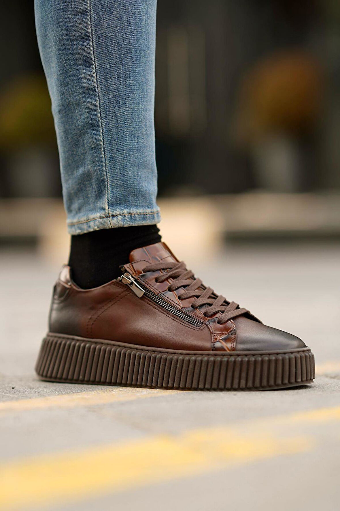Shoetyle - Kahverengi Deri Bağcıklı Erkek Ayakkabı 610-190-19