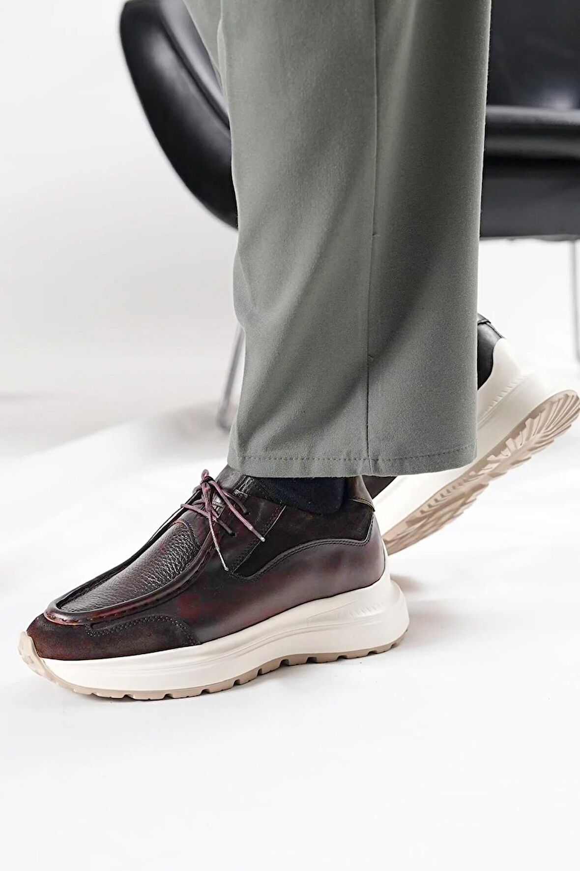 Shoetyle - Kahverengi Hakiki Deri Bağcıklı Erkek Günlük Ayakkabı 115-K525