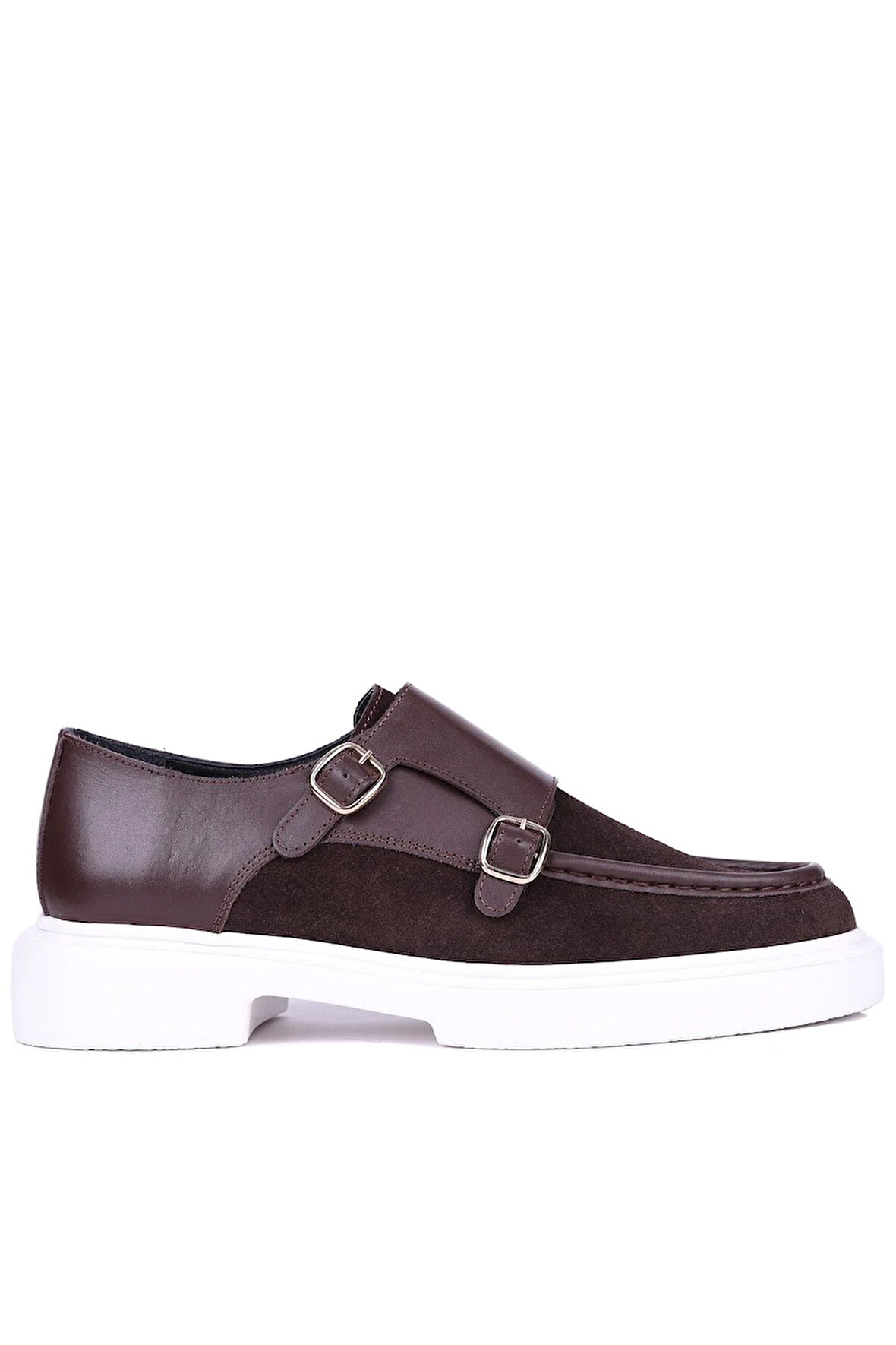 Shoetyle - Kahverengi Hakiki Süet, Deri Tokalı Erkek Klasik Ayakkabı 115-K575