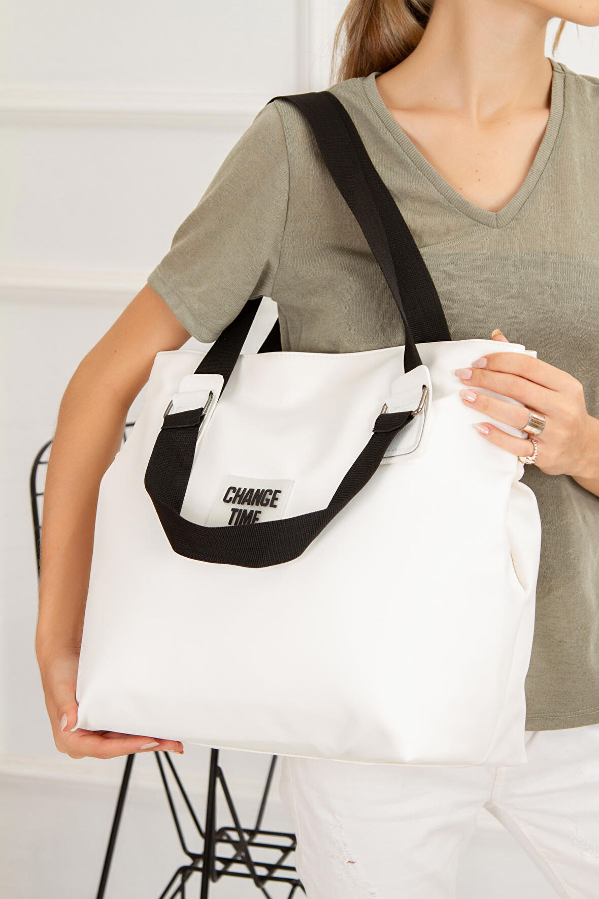 Renk Seçenekli  Kadın El ve Omuz Saten Shopper Çanta bzn6004