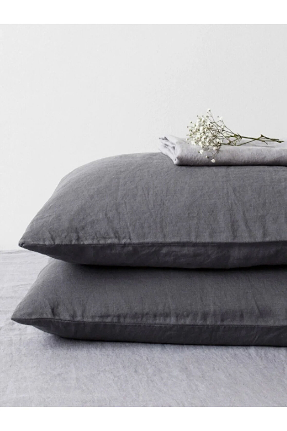 Koyu Gri Yastık Kılıfı 2'li Set 50x70 cm