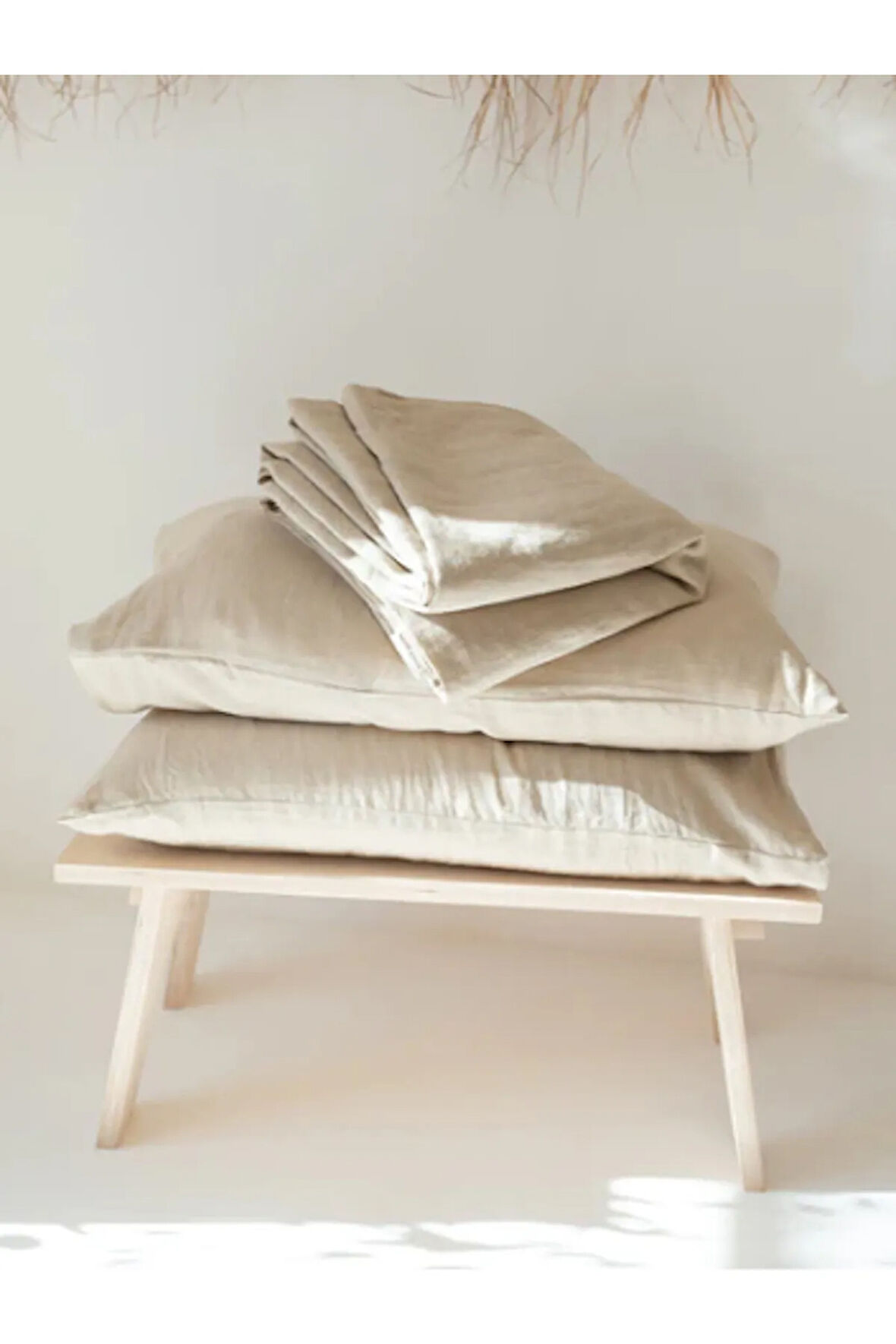 Bej Keten Nevresim Takımı Çift Kişilik 200x220 cm