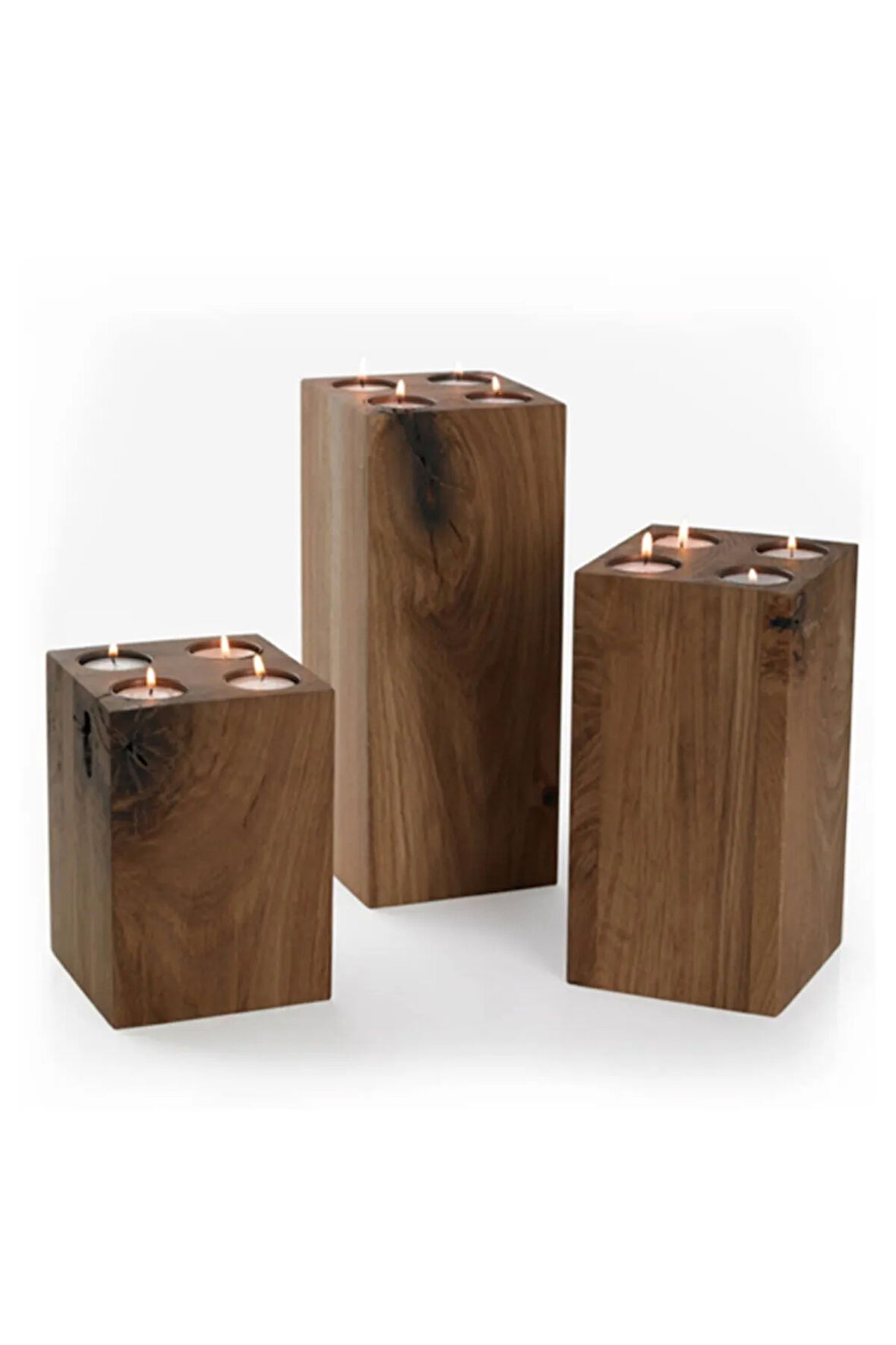 Ahşap Mumluk Set 3'lü