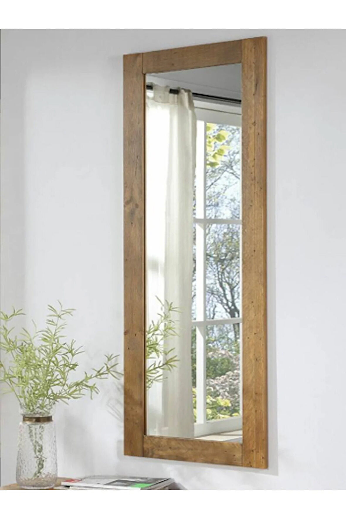 Ahşap Uzun Duvar Aynası 140x40 cm