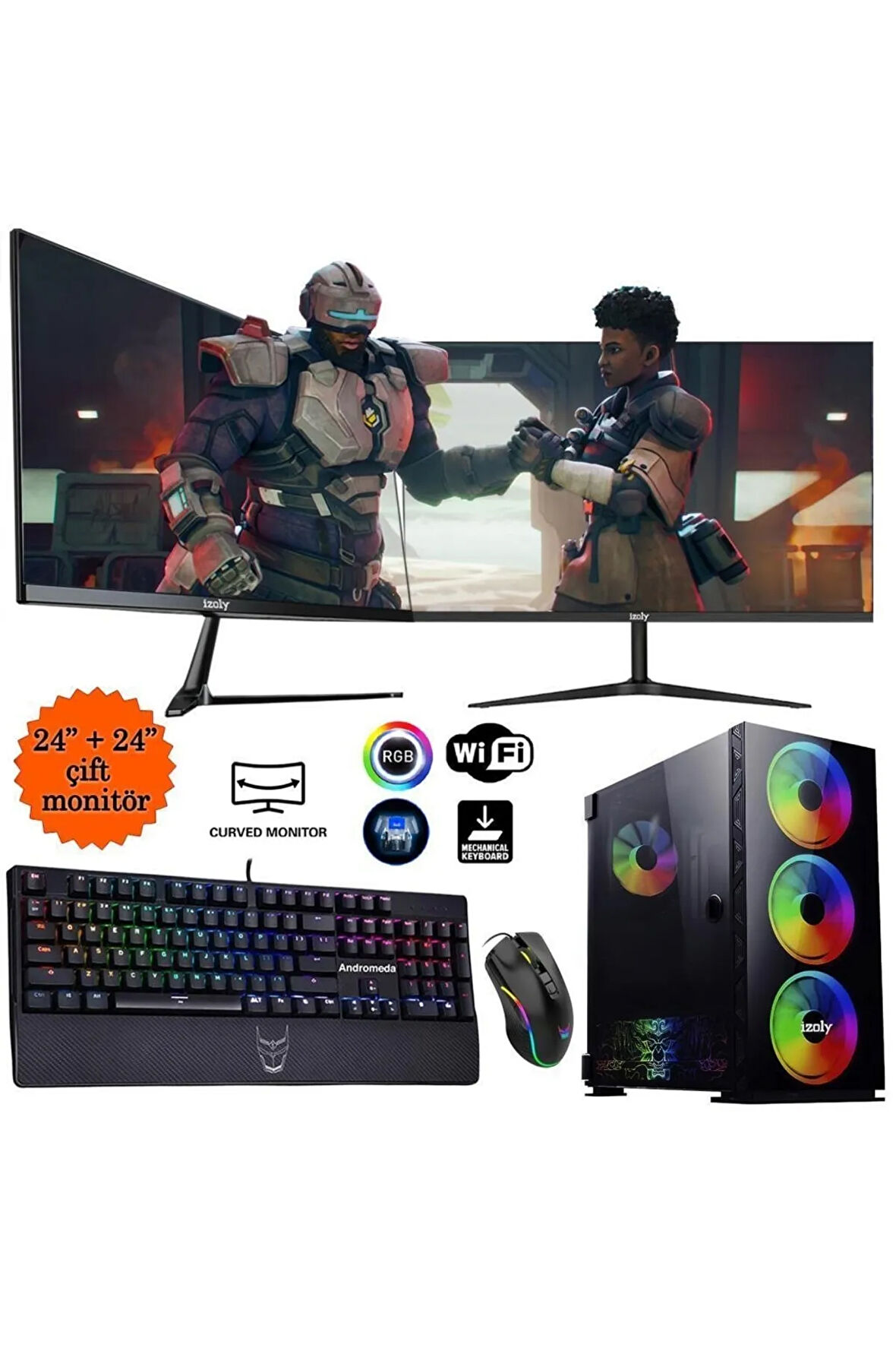 Mintra Charon X I5-10400f 32GB 512GB M.2 Nvme 1660s 6GB 24" + 24" Oyuncu Masaüstü Bilgisayarı