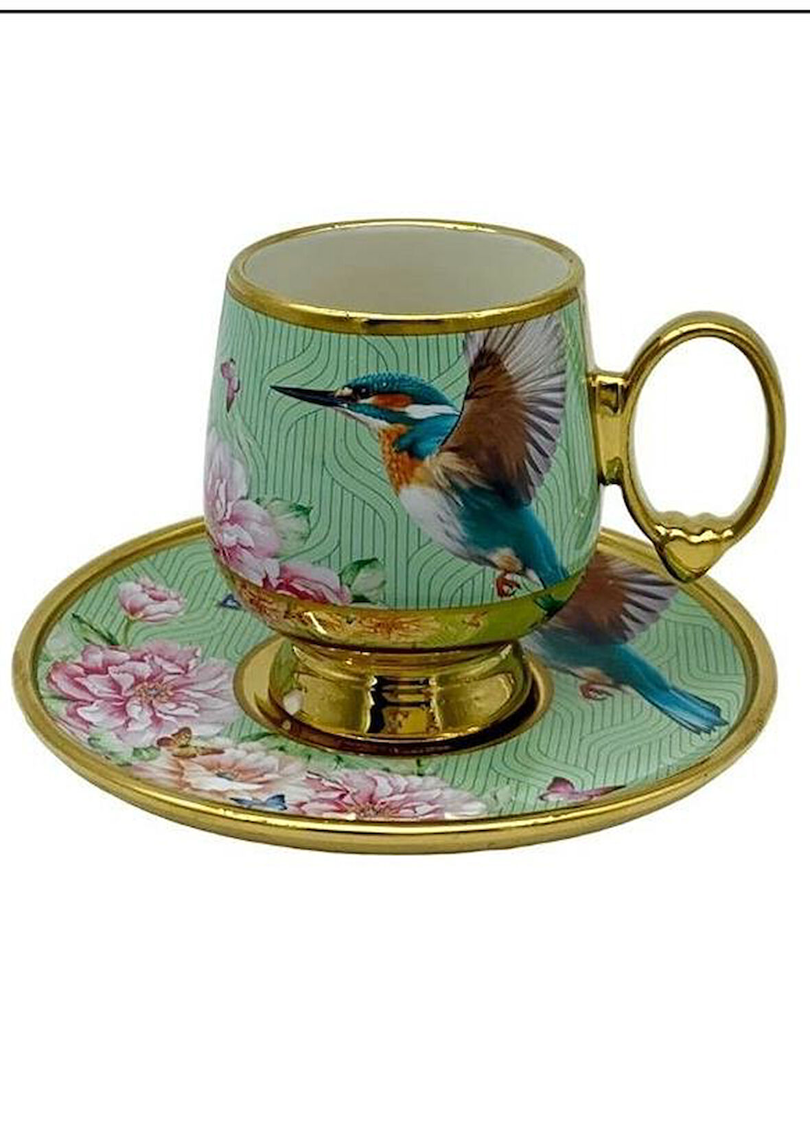 ROYKING KUŞLU YEŞİL 6 KİŞİLİK FİNCAN TAKIMI 