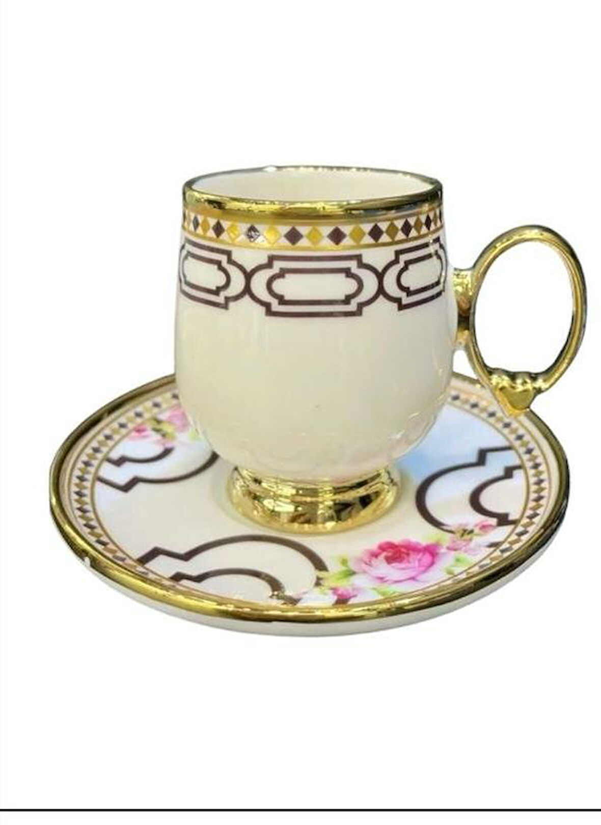 ROYKING PEMBE ÇİÇEKLİ 6 KİŞİLİK KAHVE FİNCAN TAKIMI