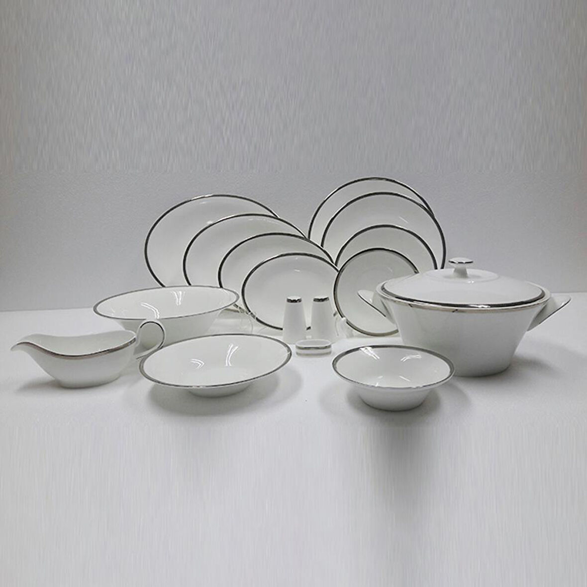 Evaliza Coupe Paisley Platin Yemek Takımı 60 Parça