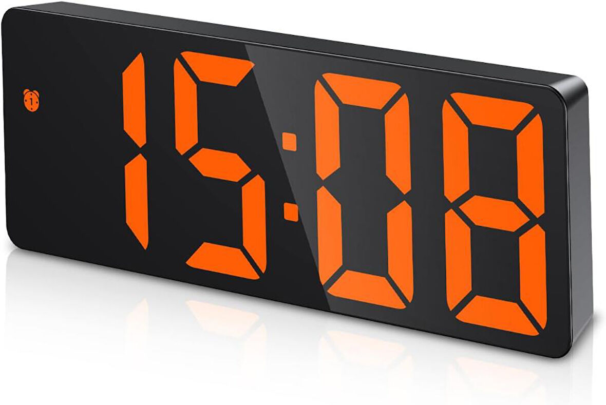 Alfalink Turuncu LED Dijital Masa Saati Termometre Alarm Takvimli