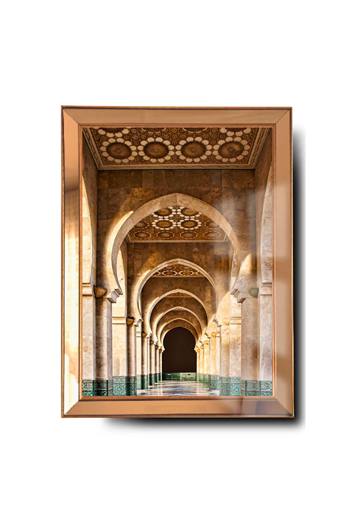 Gold Hasan Camii Cam Ayna Çerçeveli Dini Tablo