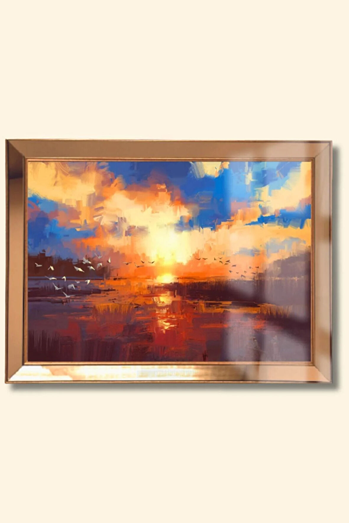 Yağlı Boya Manzara Cam Aynalı Çerçeveli Tablo