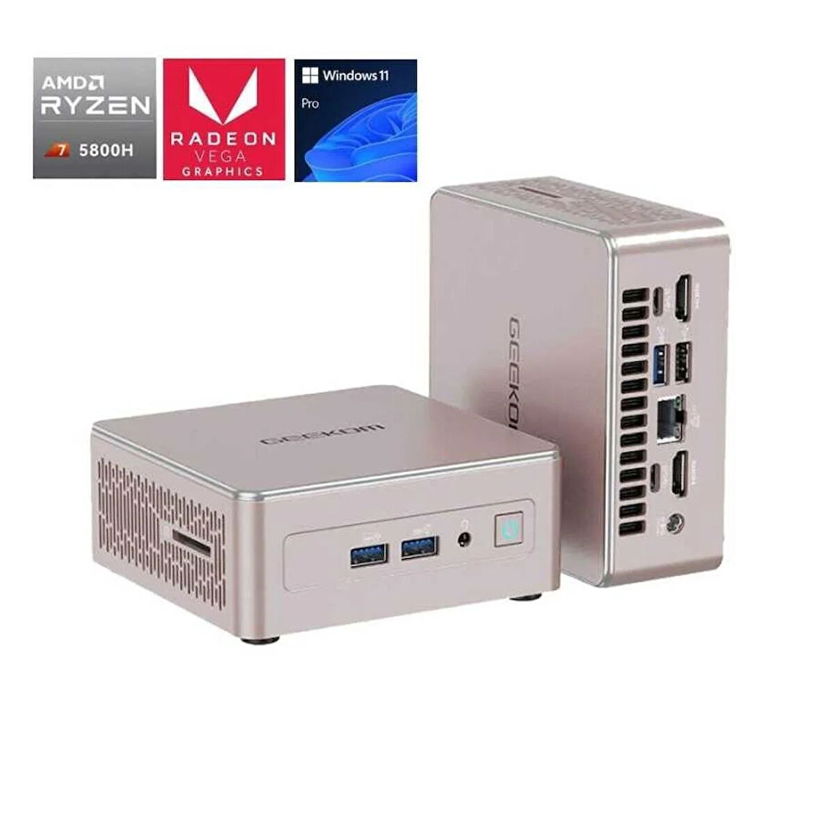 Geekom A5 AMD Ryzen 7 5800H 32GB DDR4 512GB M.2 NVMe SSD Vega 8 Graphics Win11 PRO Mini Bilgisayar