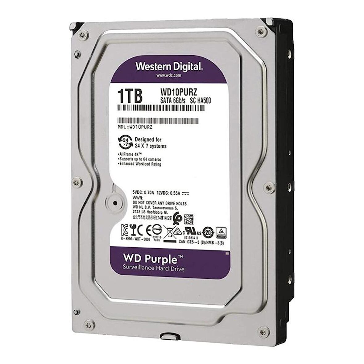 Western Digital Purple WD10PURZ 3.5" 1 Tb Sata 6Gb/S 7-24 Güvenlik Harddisk