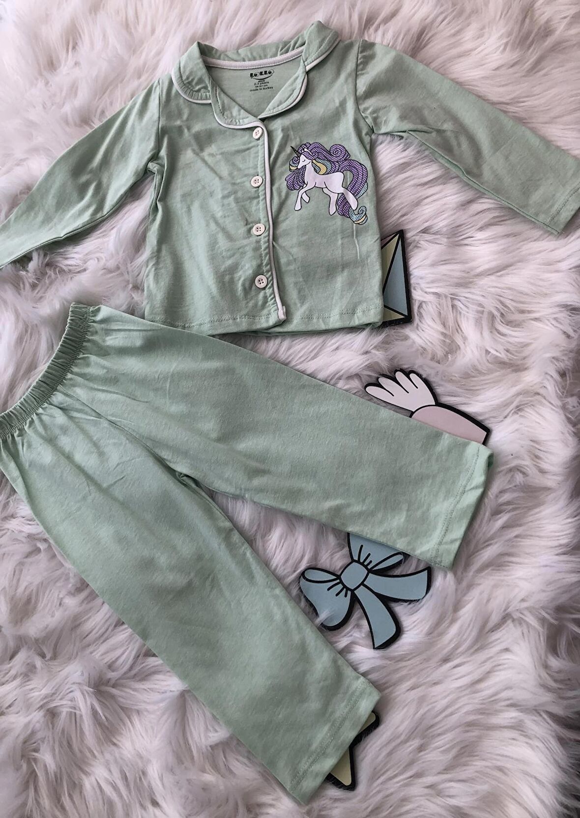 Uzun Kollu Düğme Kapam Pijama Takım 1112