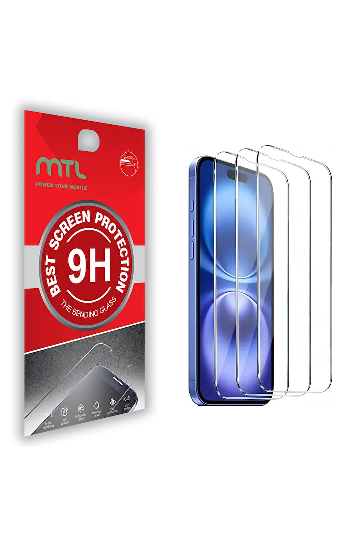 İPhone 16 Uyumlu Kırılmaz Ekran Koruyucu Cam 3'Lü Set