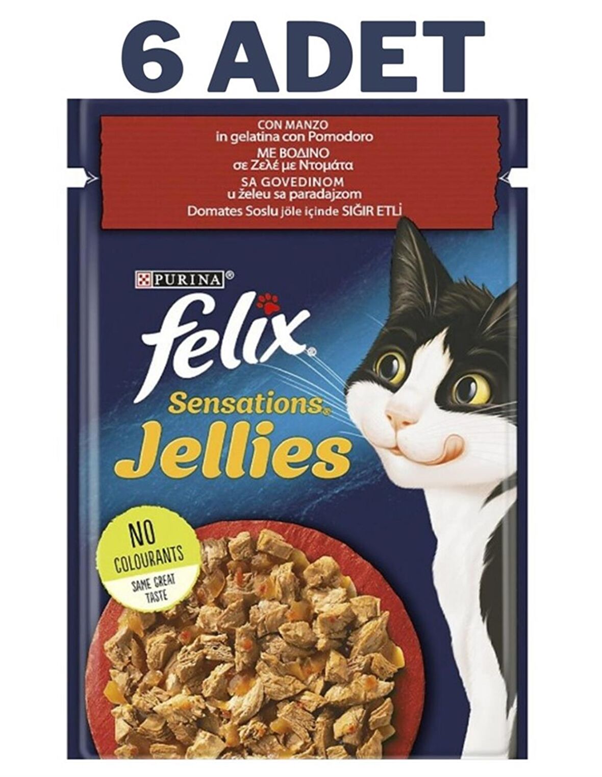Felix Sensation Sığır Etli Domatesli Kedi Konservesi 6x85 Gr