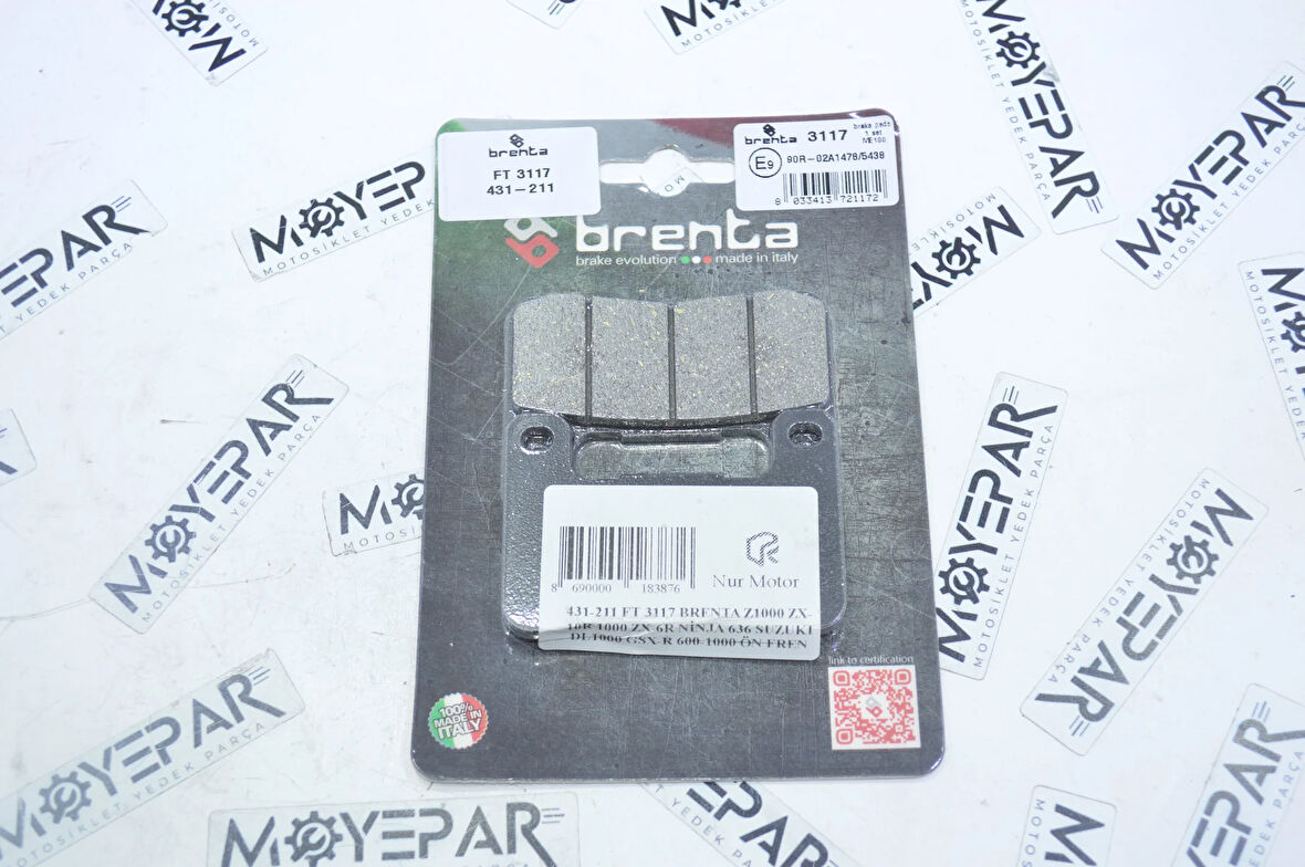 431-211 FT 3117 BRENTA Z1000 ZX-10R 1000 ZX-6R NİNJA 636 SUZUKI DL1000 GSX-R 600-1000 ÖN FREN BALATASI