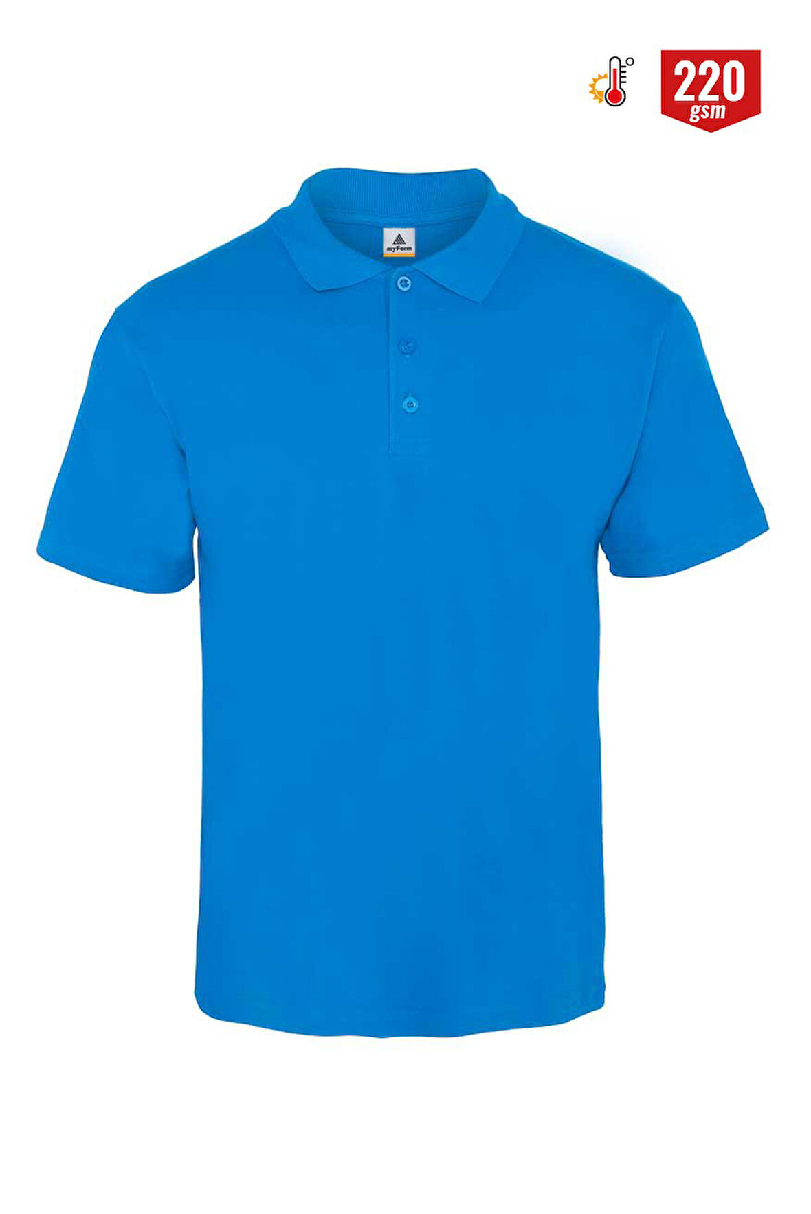 Myform 8103 Comfort Polo Yaka Kısa Kol Saks Mavi T-Shırt