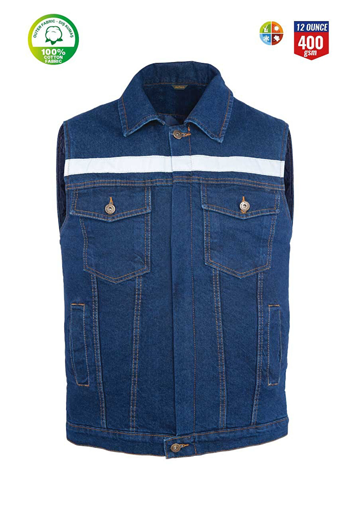 Myform 09128 Yelek Sona Denim Mavi