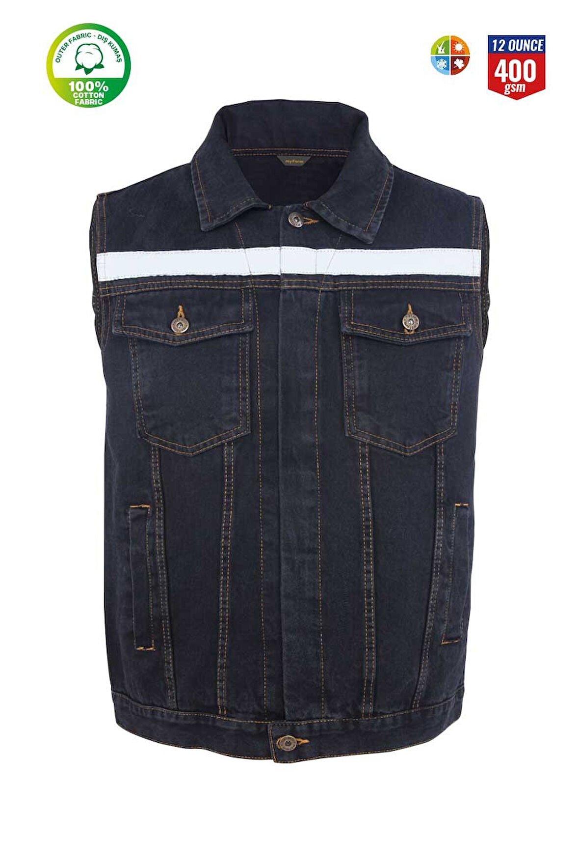 Myform 09128 Yelek Sona Denim Siyah