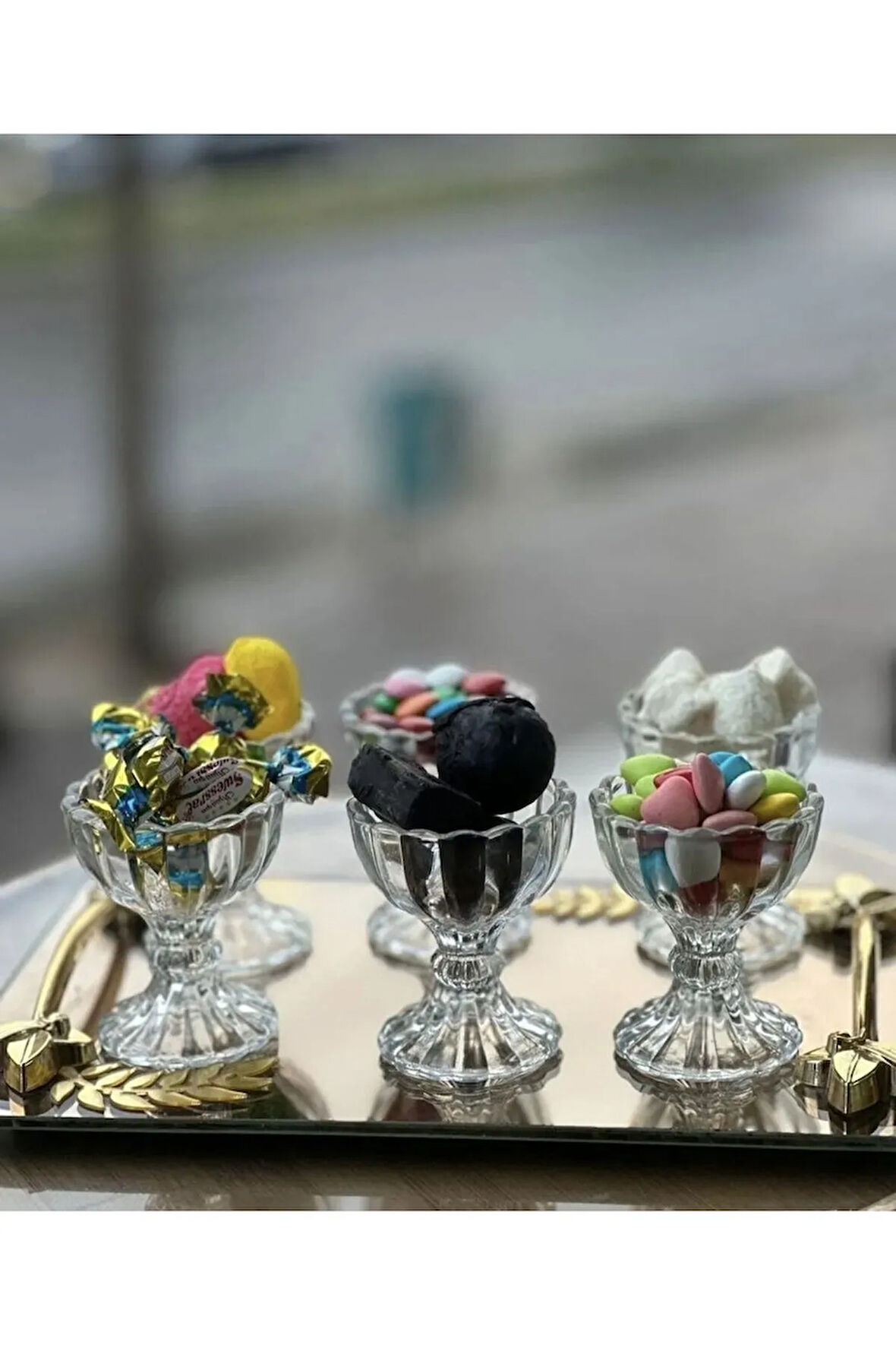 6 lı Ayaklı Mini Kahve Yanı Lokumluk Şekerlik İkramlık