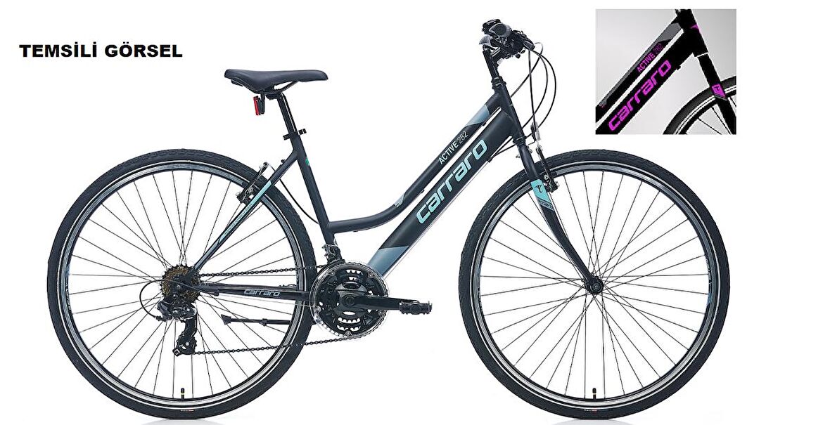 28J CARRARO ACTIVE 282 ŞEHİR BİSİKLETİ - MAT SİYAH GRİ MOR - 40 KADRO