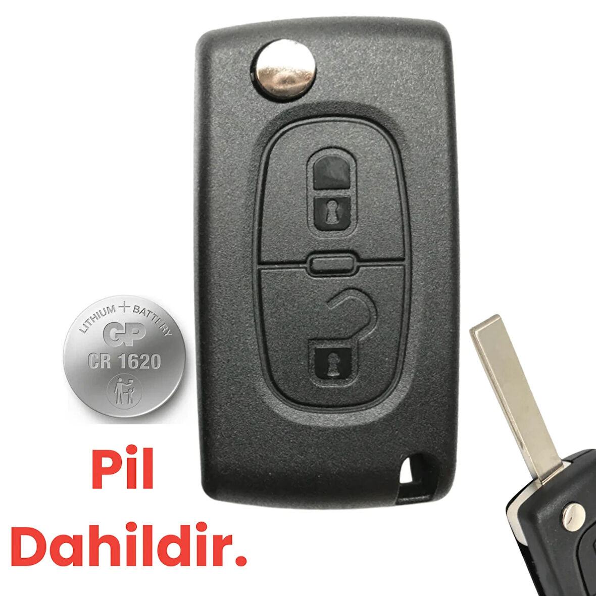 Peugeot 207 307 308 Citroen C3 C4 Sustalı Anahtar Kumanda Kabı (pil Yataklı)