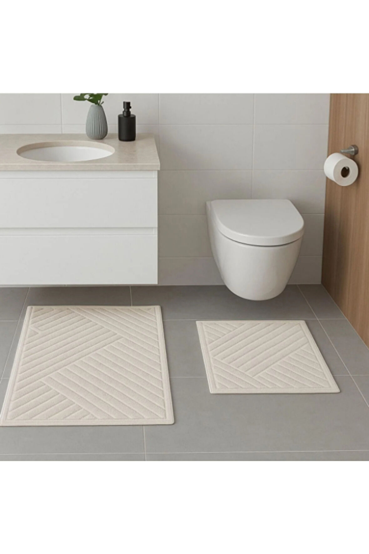 Özdilek NEV Marka 2'li Banyo Paspası Rhytmic Krem