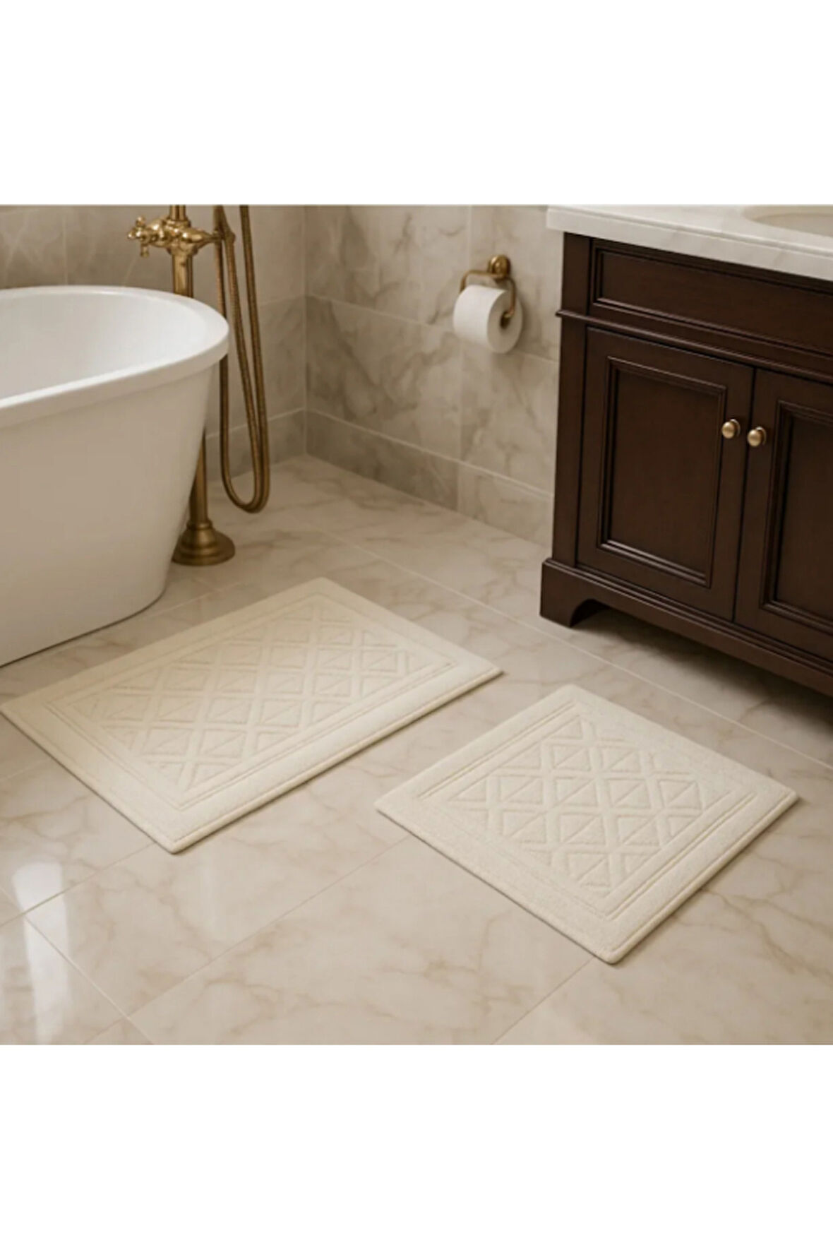 Özdilek NEV Marka 2'li Banyo Paspası Elite Krem