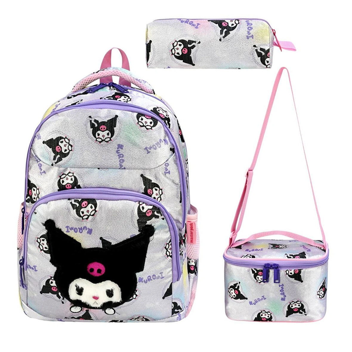 Ortopedik Kuromi Desenli Kız Çocuk Okul Sırt Çantası Beslenme Ve Kalemlikli Set
