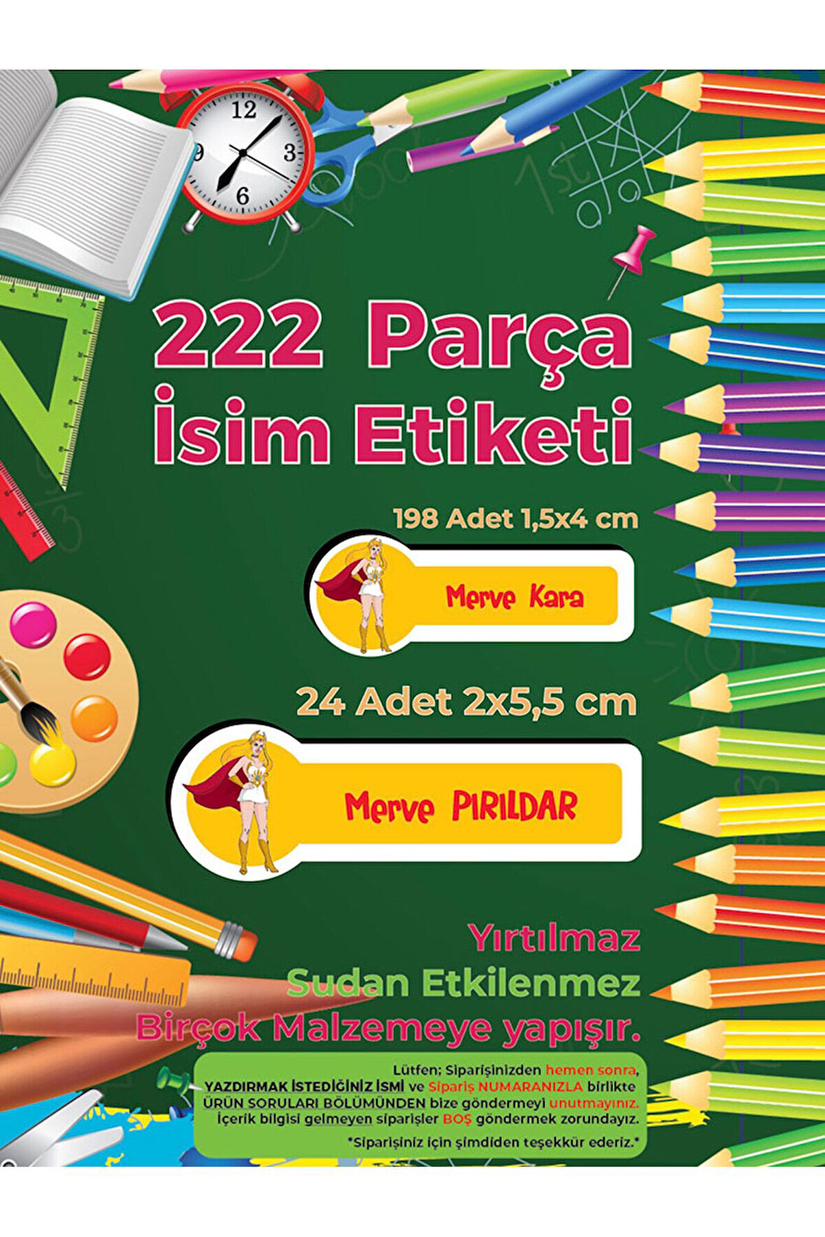 Okul Etiketi Kalem Defter Etiketi, She-Ra Etiketi - 222 Adet Folyo Sticker