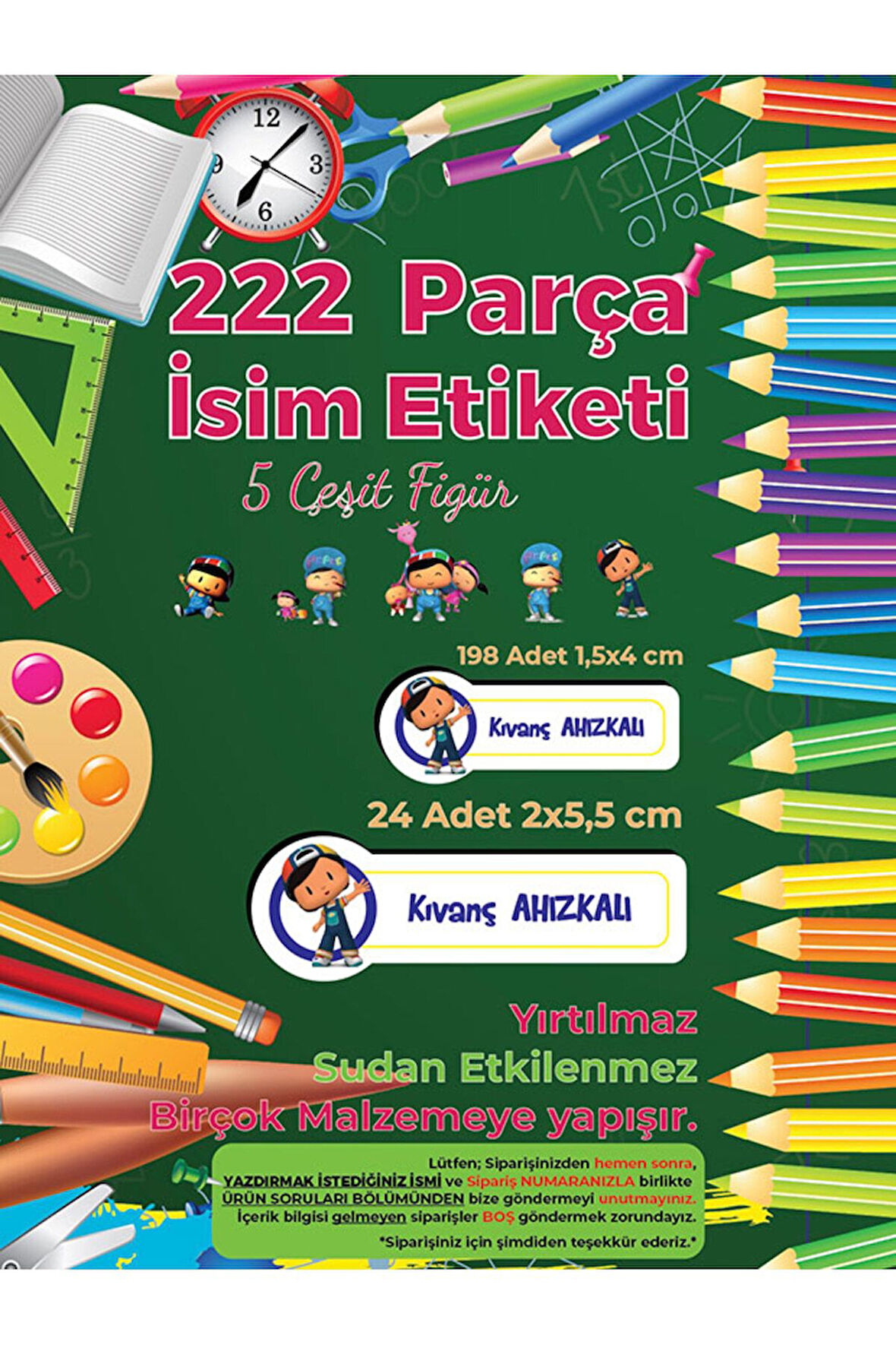 Okul Etiketi Kalem Defter Etiketi, Pepee Etiketi - 222 Adet Folyo Sticker