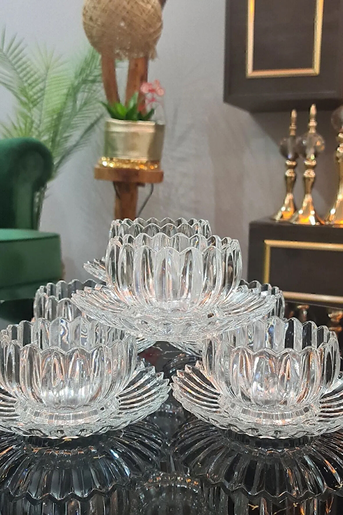 Gülümseten Avm 6 Kişilik Kristal Cam Çerez Tatlı Tabağı Seti (12 Parça)