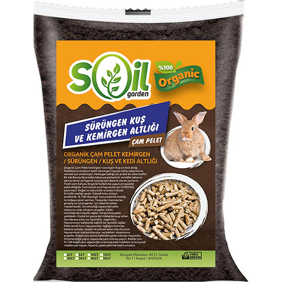 Soil Garden Organik Çam Pelet  20 lt sürüngen /kuş ve kedi altlığı