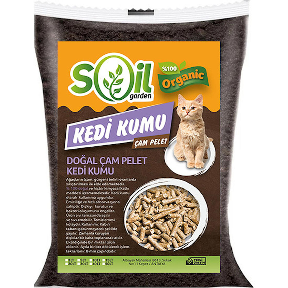 Soil Garden Organik Çam Pelet  20 lt Kedi Kumu