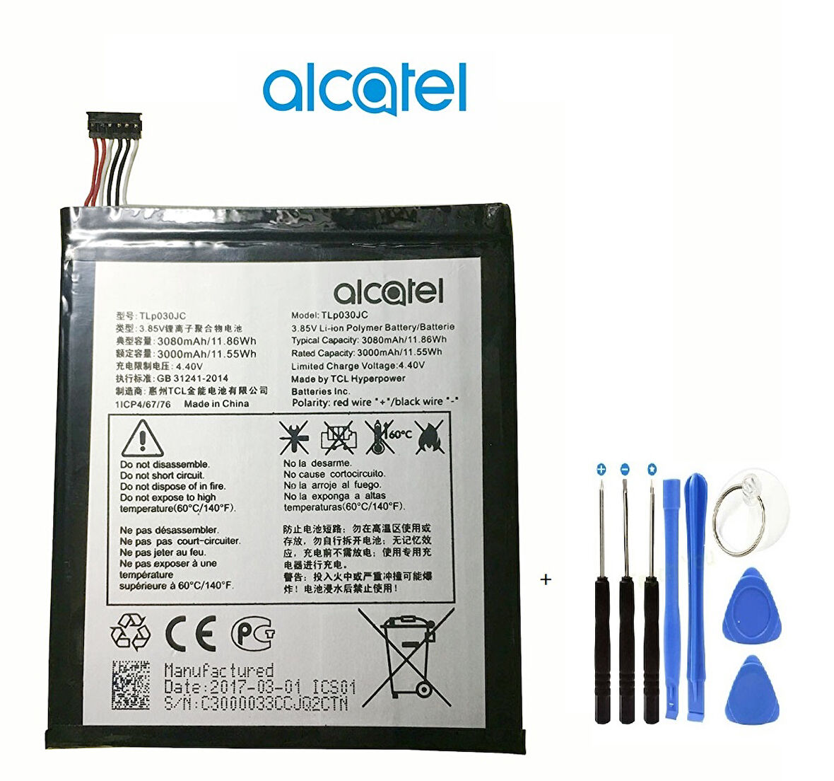 Alcatel A3 XL TLP030JC 9000-9000X-9000D PİL Batarya ve Tamir Seti