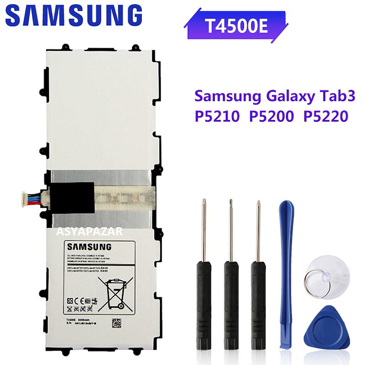 Samsung Tab 3 10.1 P5200 P5210 P5220 Pil Batarya T4500e + Tamir Seti