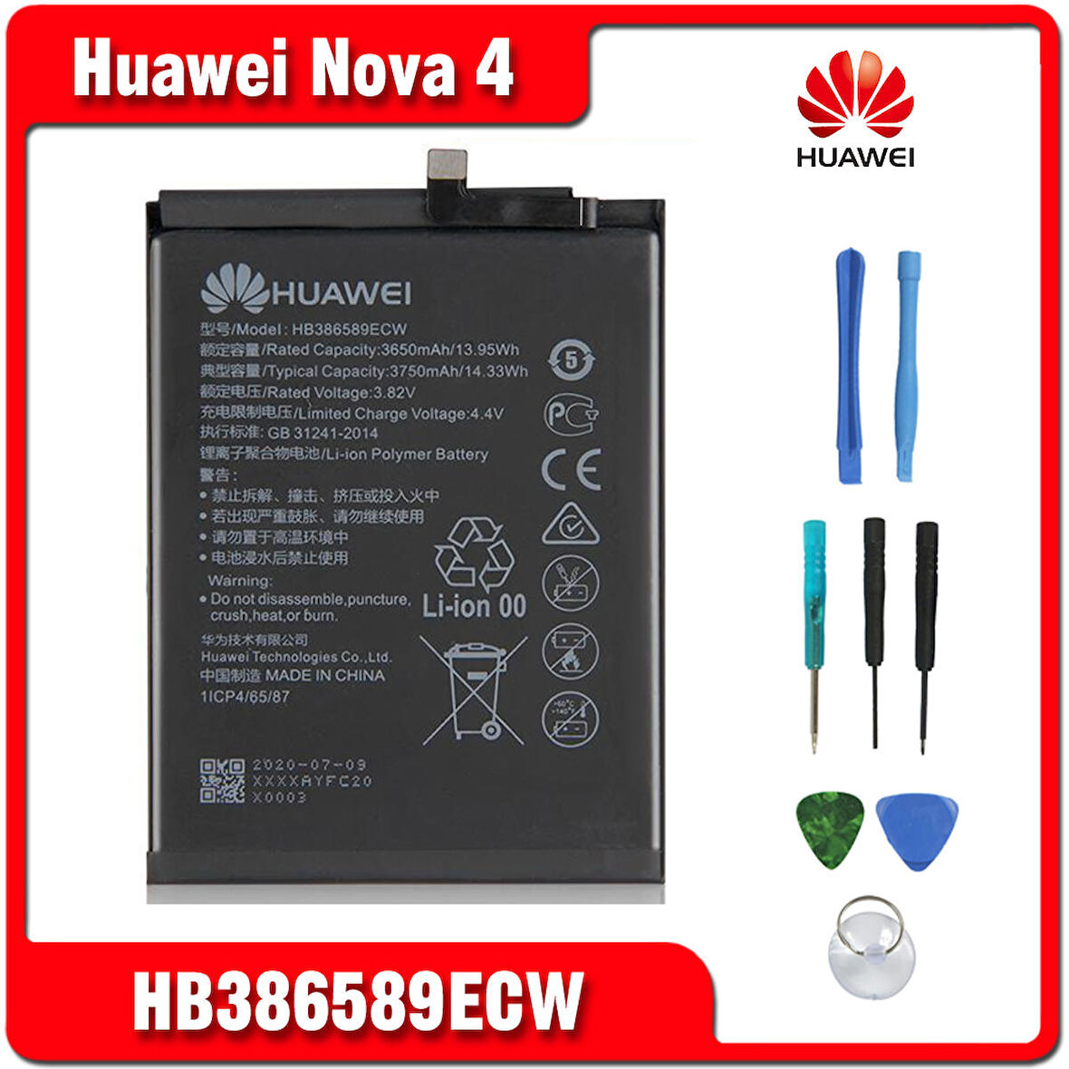 Huawei Nova 4 Batarya - Pil - Hb386589Ecw