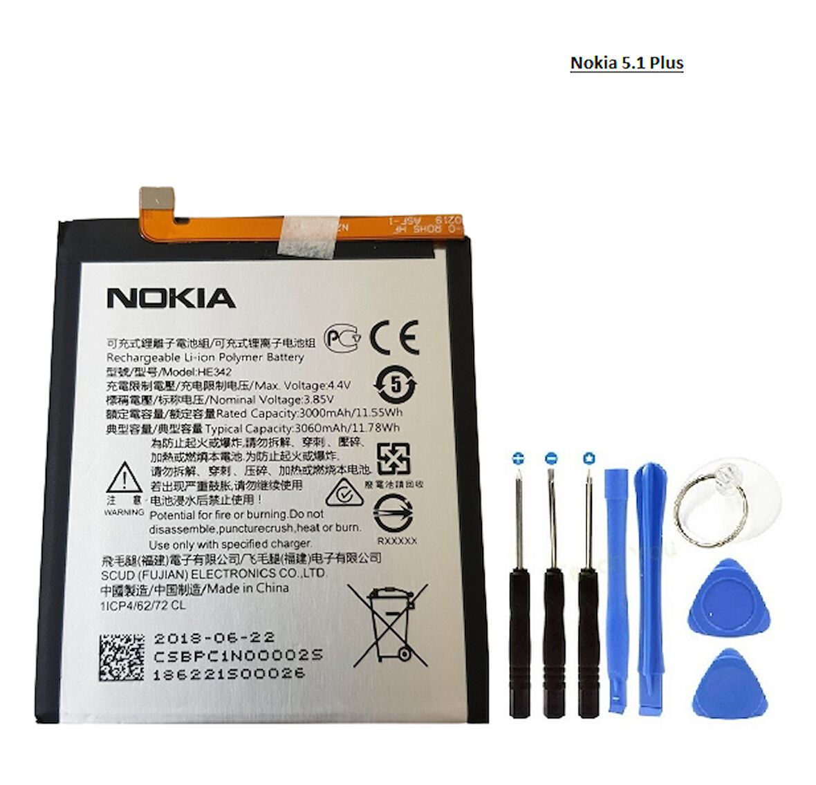 Nokia 5.1 Plus TA-1108 Batarya Pil HE342