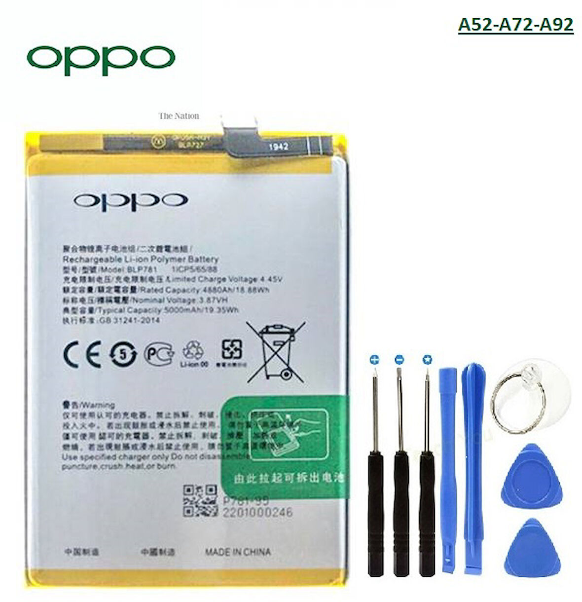 Oppo A52-A72-A92 Pil Batarya BLP781 + Tamir Seti