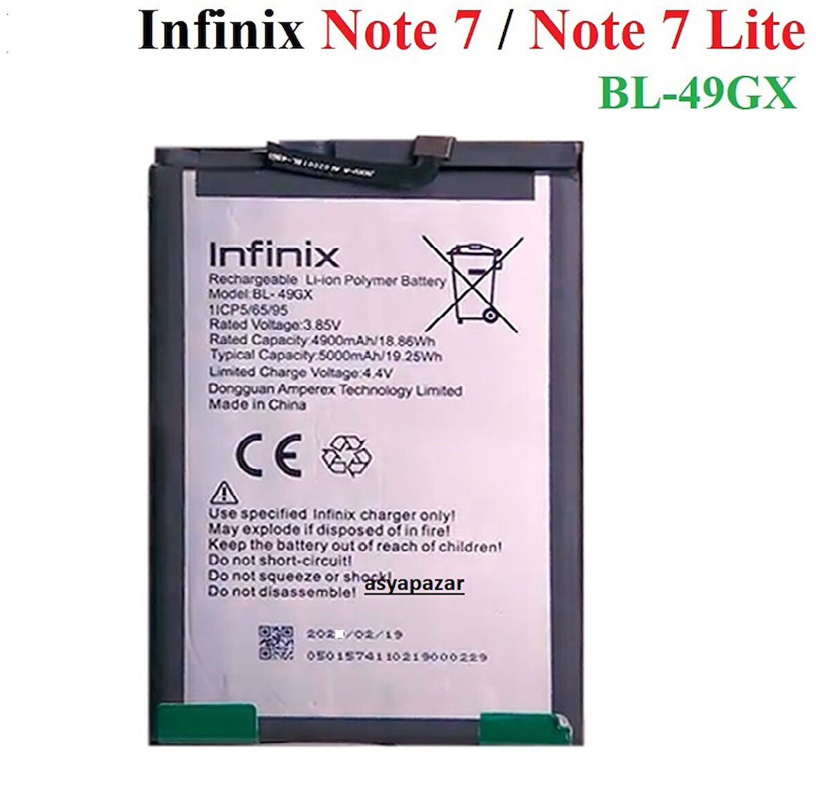 Infinix Note 7-Note 7 Lite Pil Batarya BL-49GX İnfinix X690