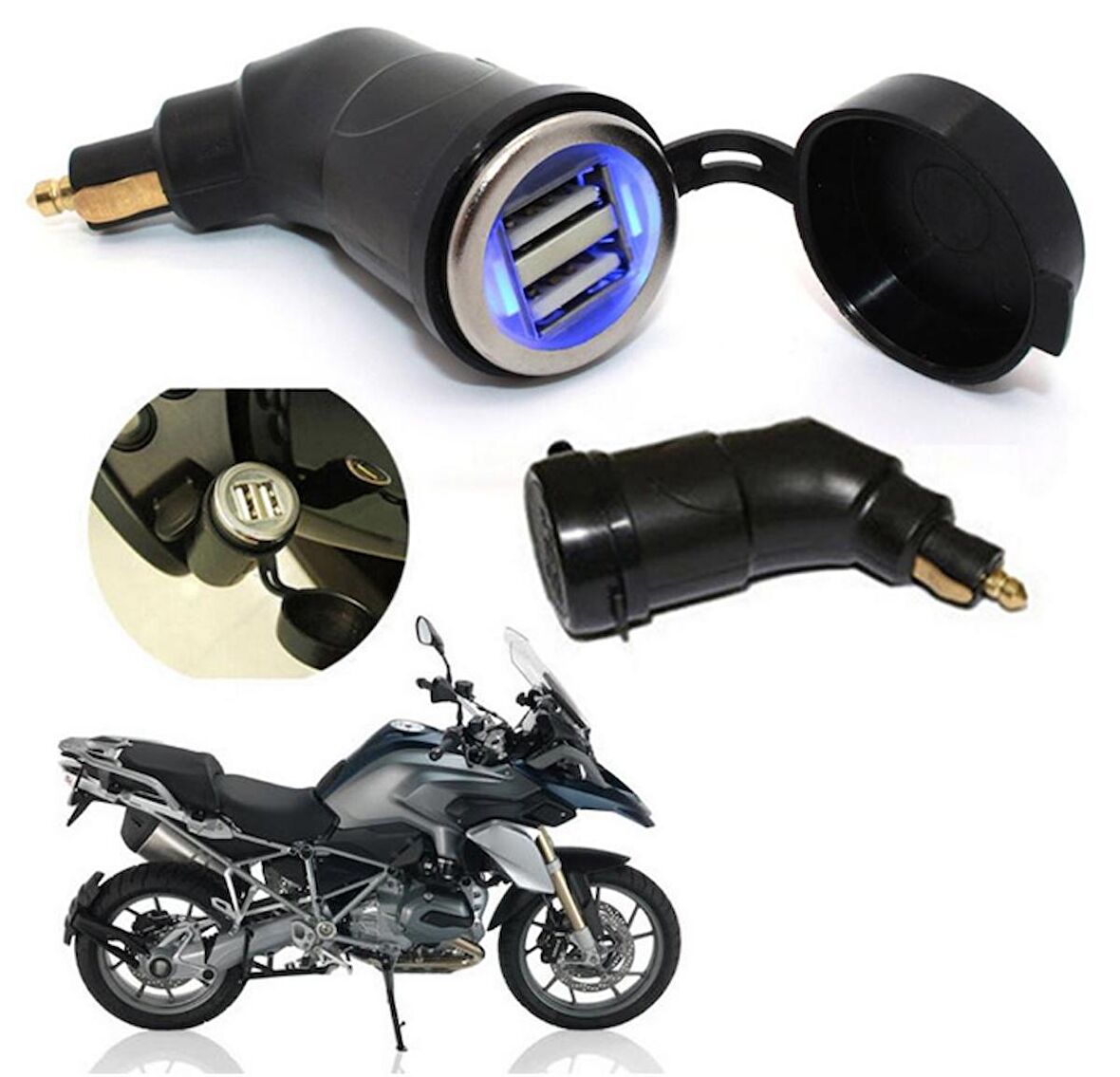 BMW 1200-1250 Triumph Tiger Çakmaklık Çift USB Şarj Adaptörü